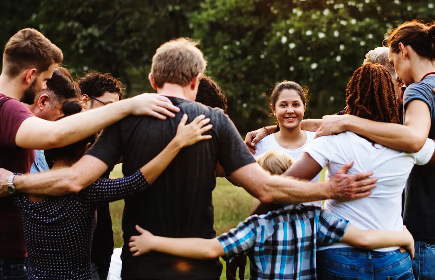 group of young people contributing to charity