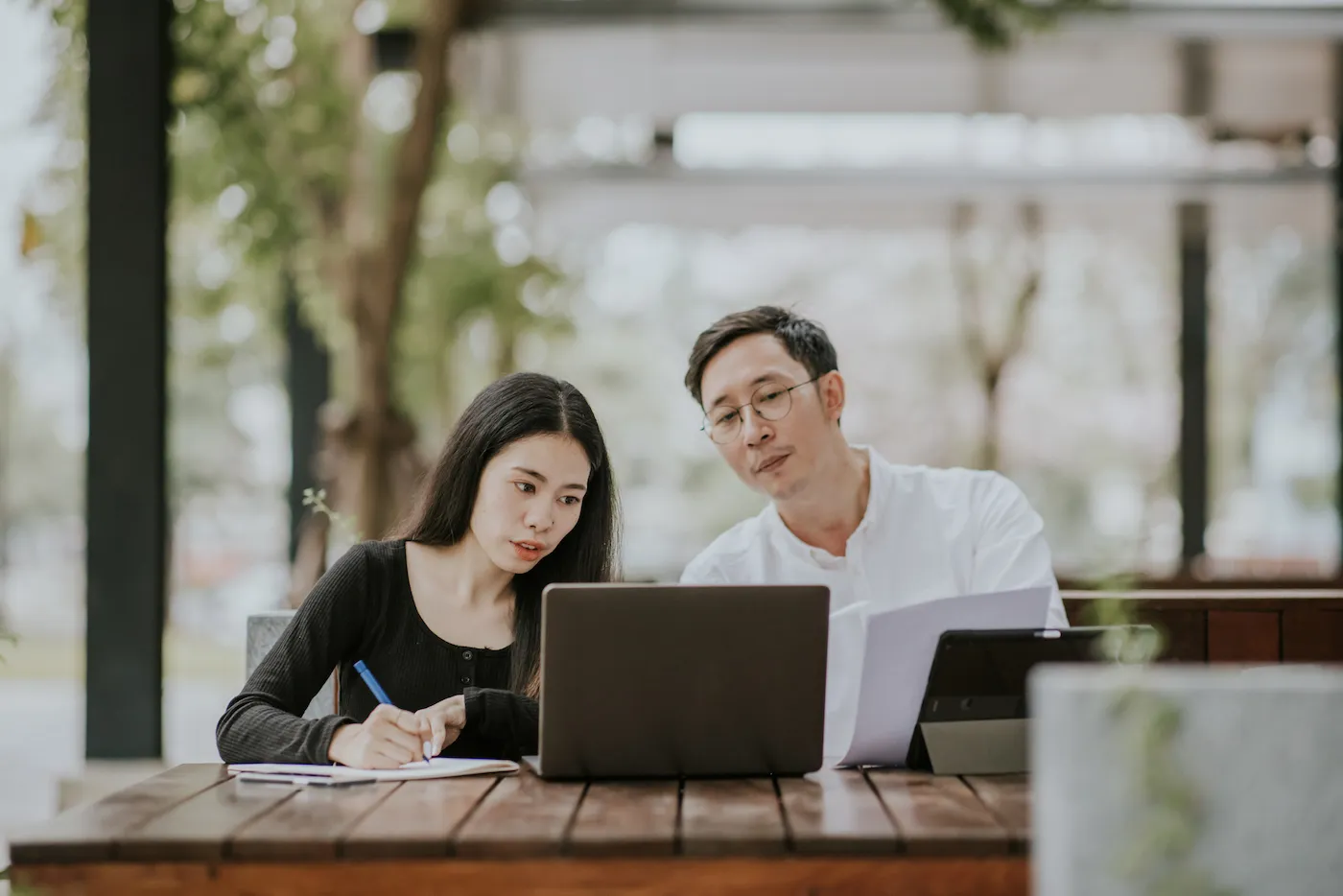 Couple reviewing finances