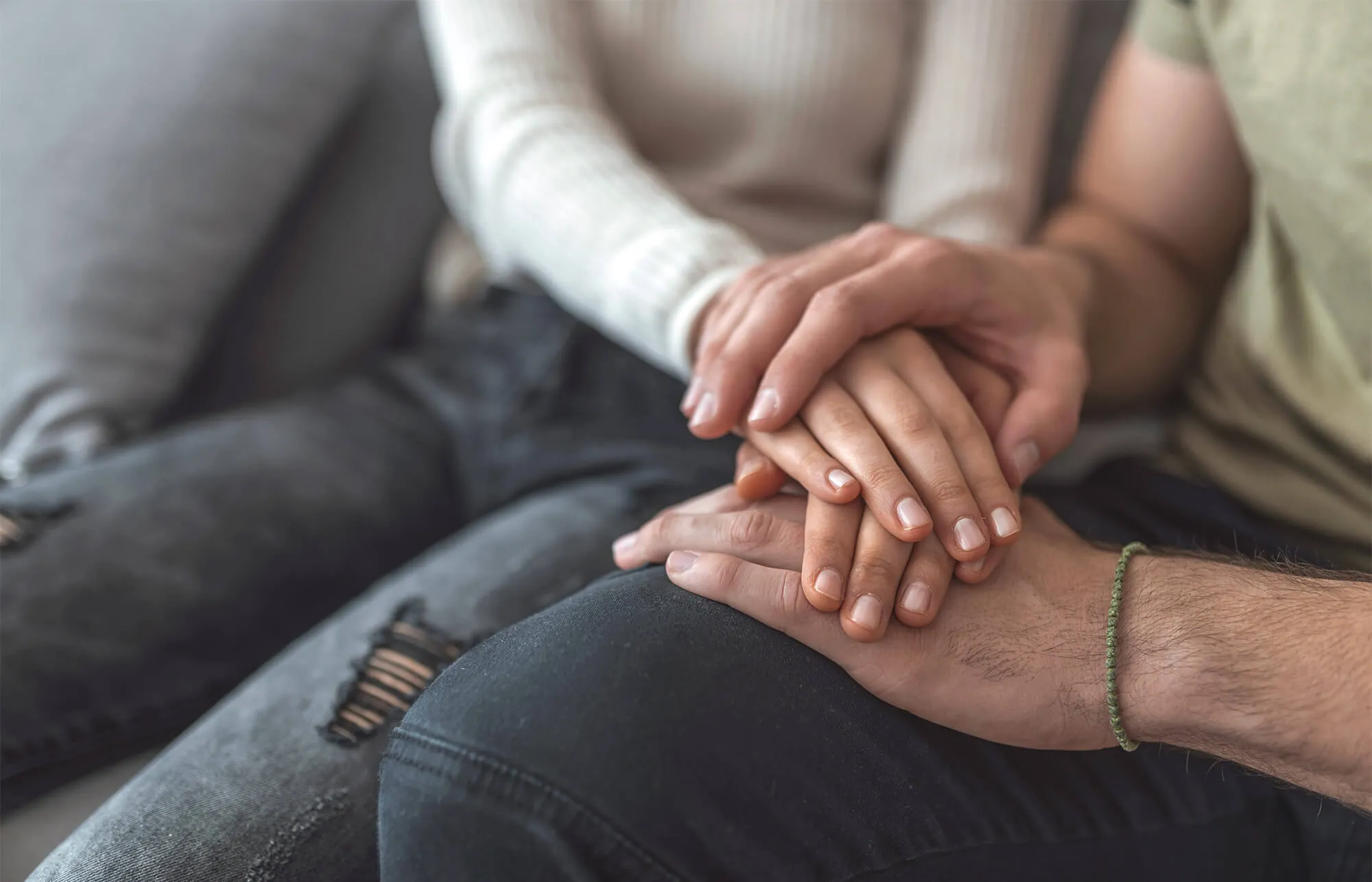 couple supporting each other at home