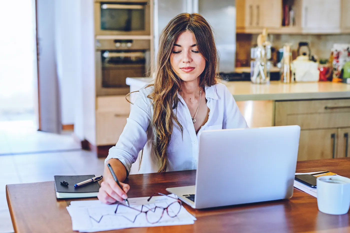 A woman working on her finances