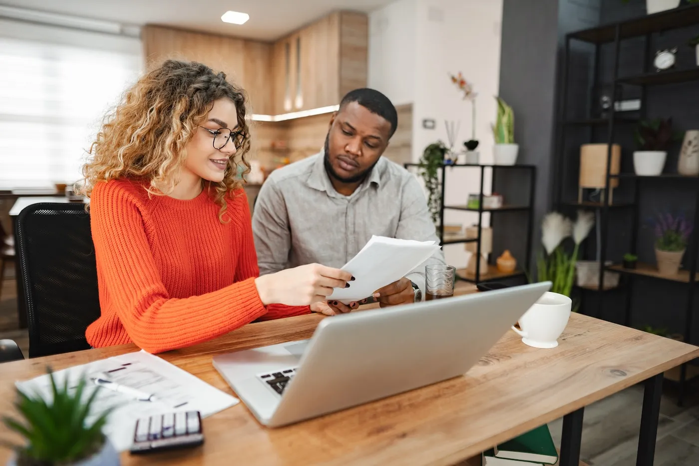 A couple doing home finances together.