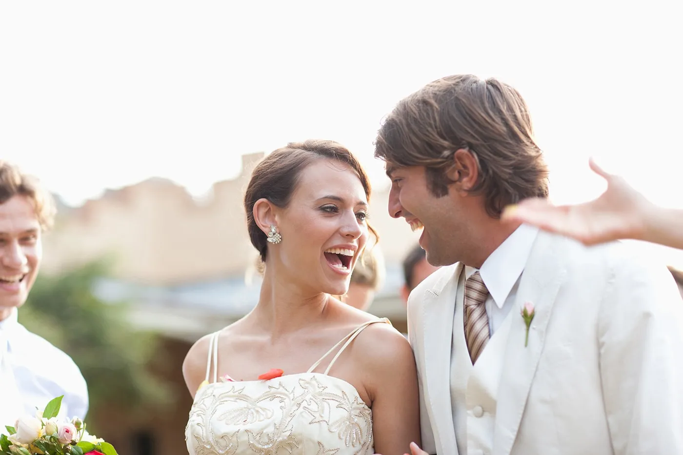 A happy couple on their wedding day.