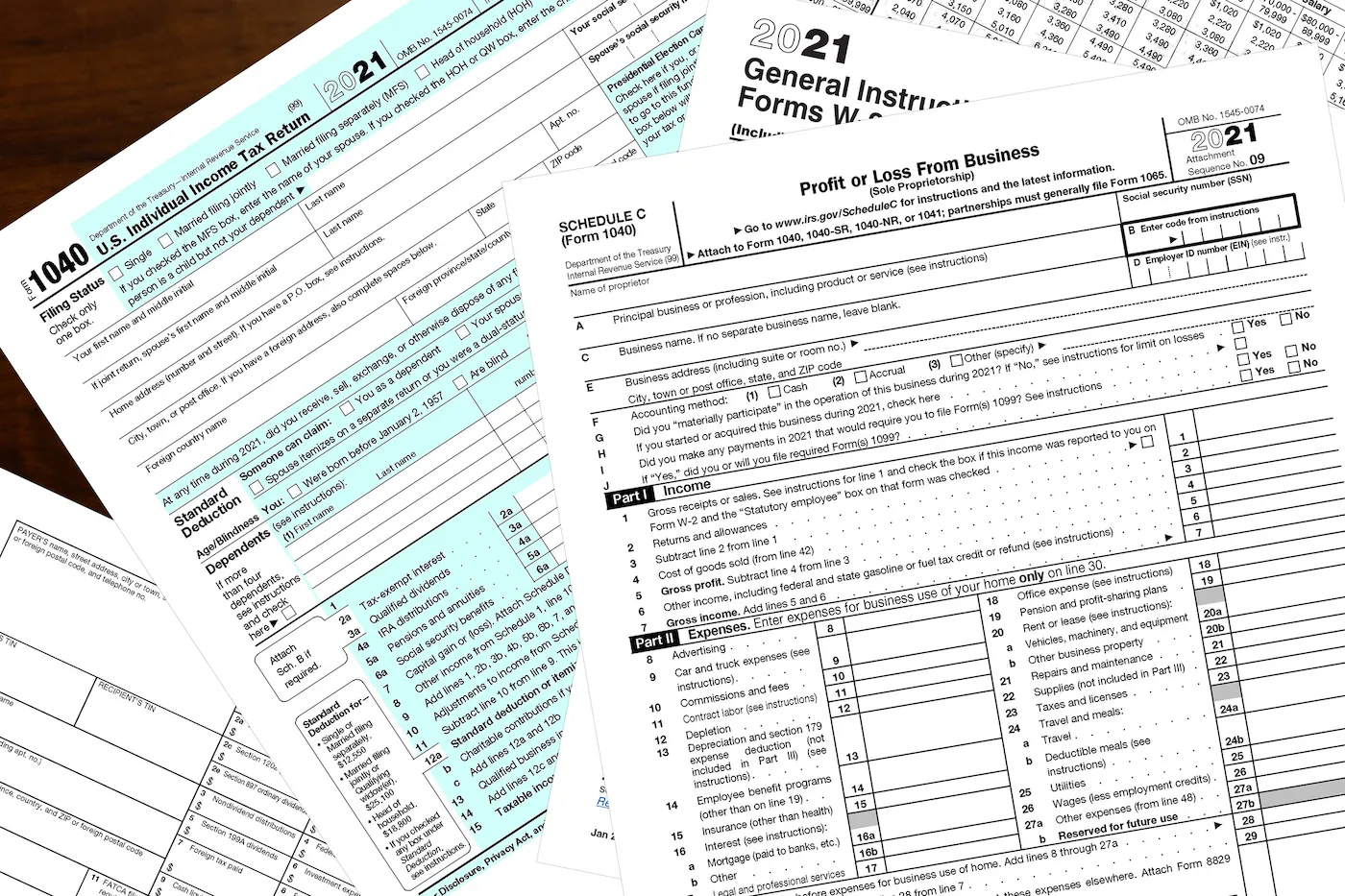 A pile of tax forms