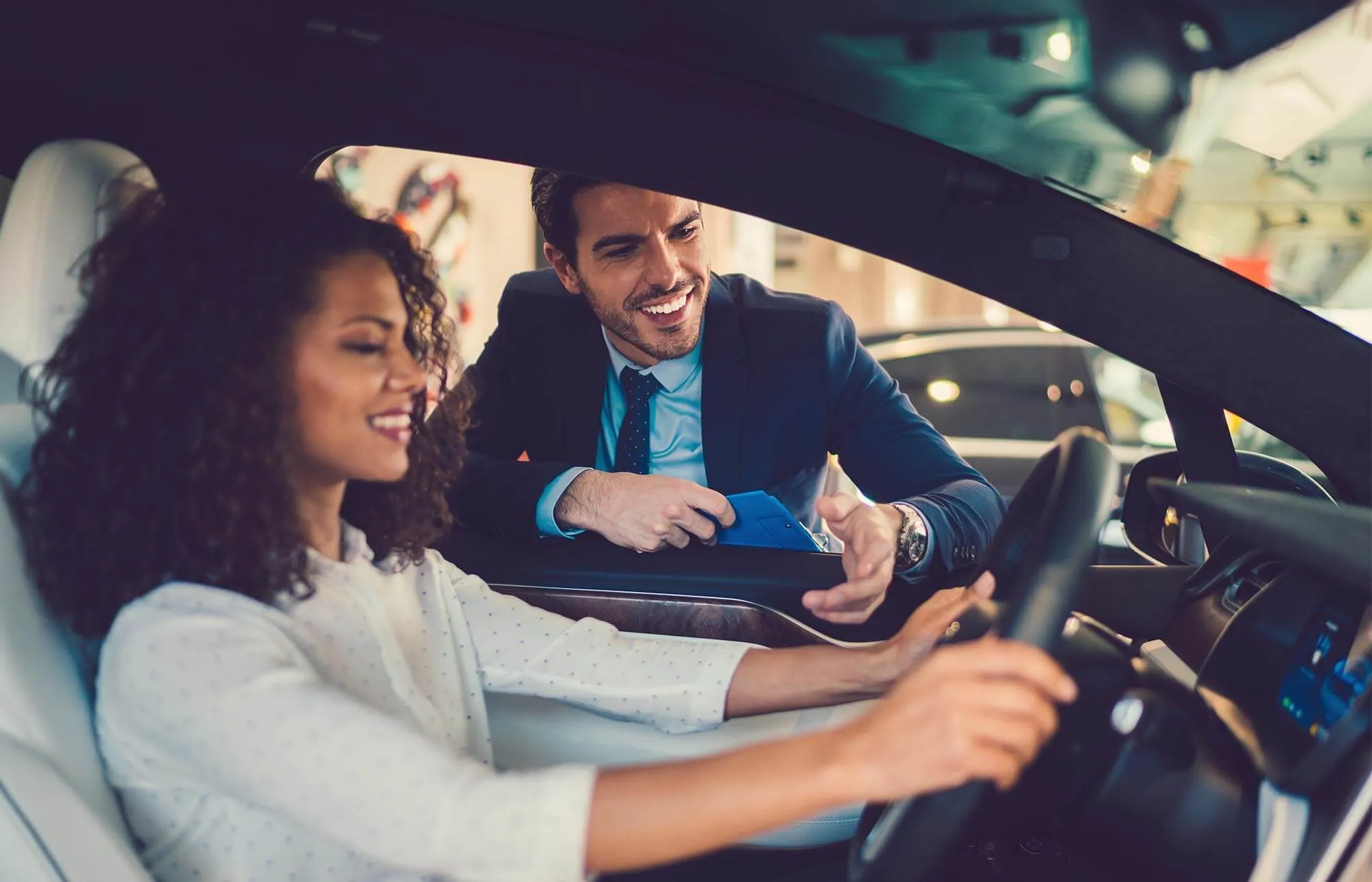 Woman Considering Buying a Car