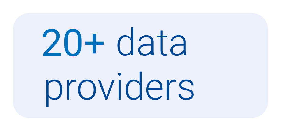 20+ data providers