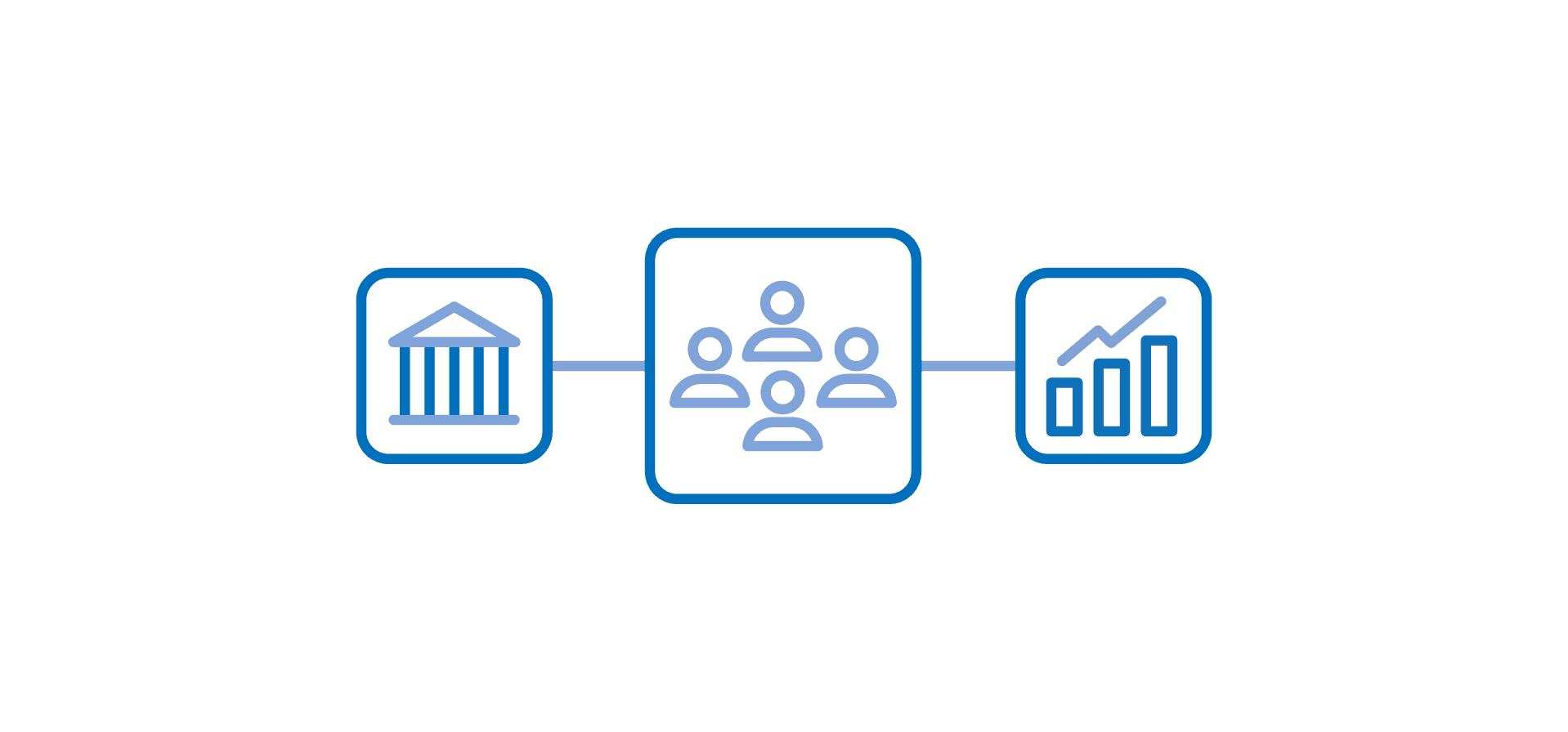 bank, people and charts being connected