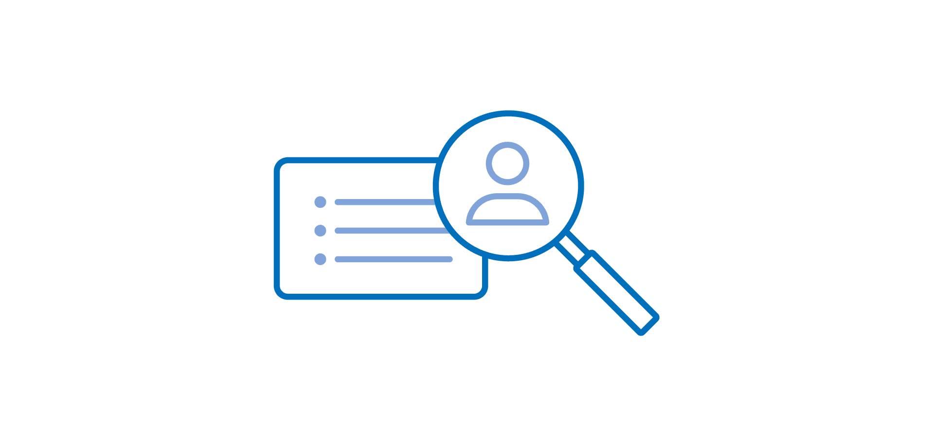 magnifying glass over a person with a list of details being revealed