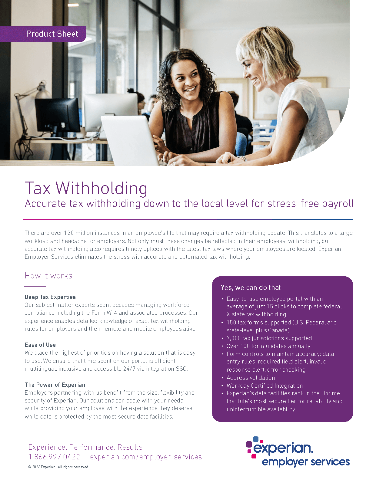 Thumbnail of Product Sheet Tax Withholding