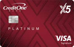 Credit One Bank® Platinum X5 Visa Signature® Metal Card logo.