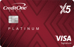 Credit One Bank® Platinum X5 Visa Signature® Metal Card logo.