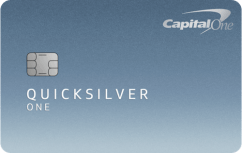 Capital One QuicksilverOne Cash Rewards Credit Card logo.