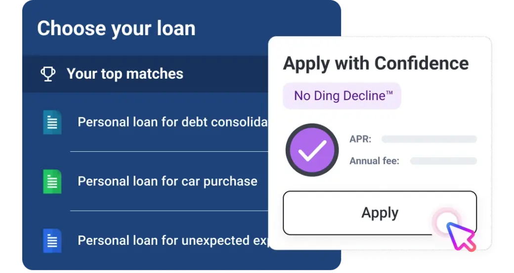 Graphic choose no ding card screen.