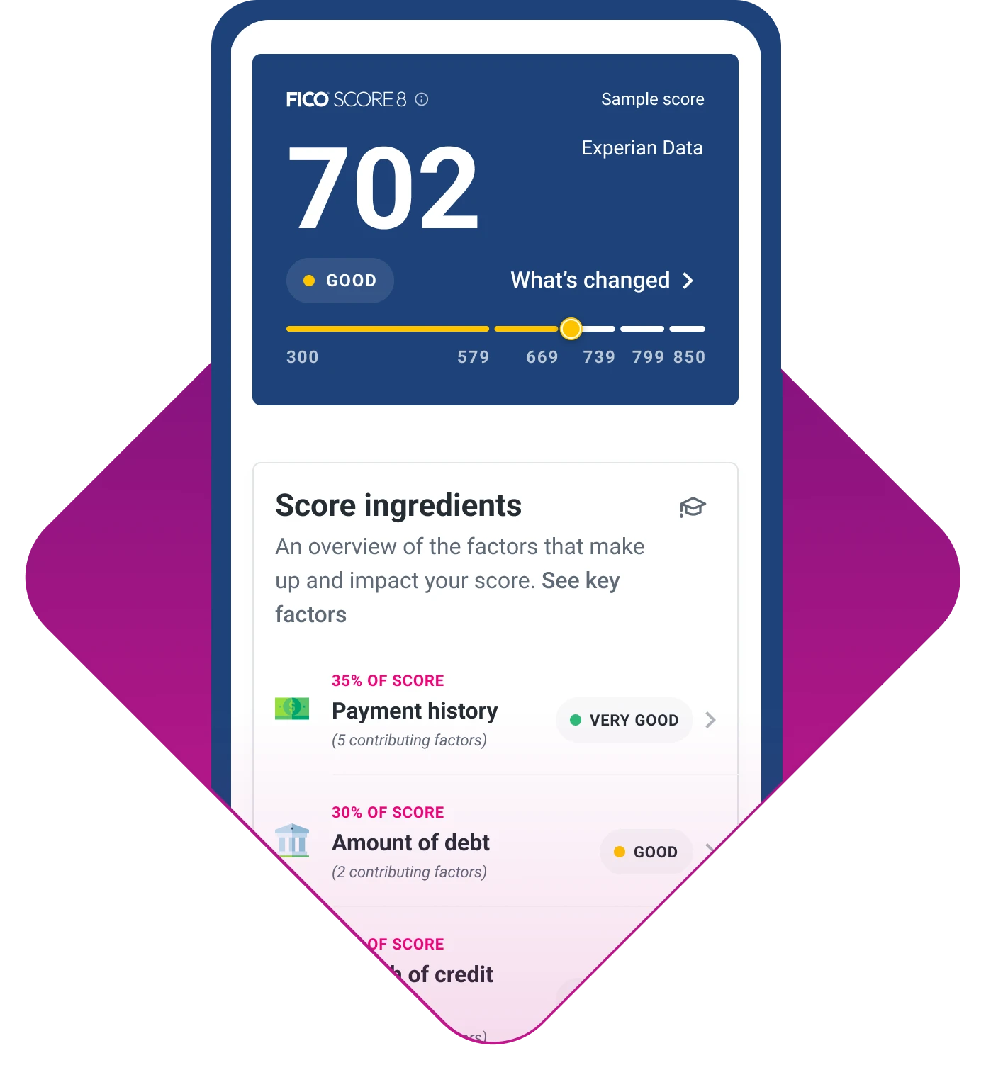 Score and ingredients screen graphic.