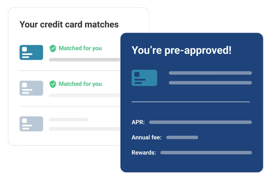 Graphic screen credit cards matches and preapproved.