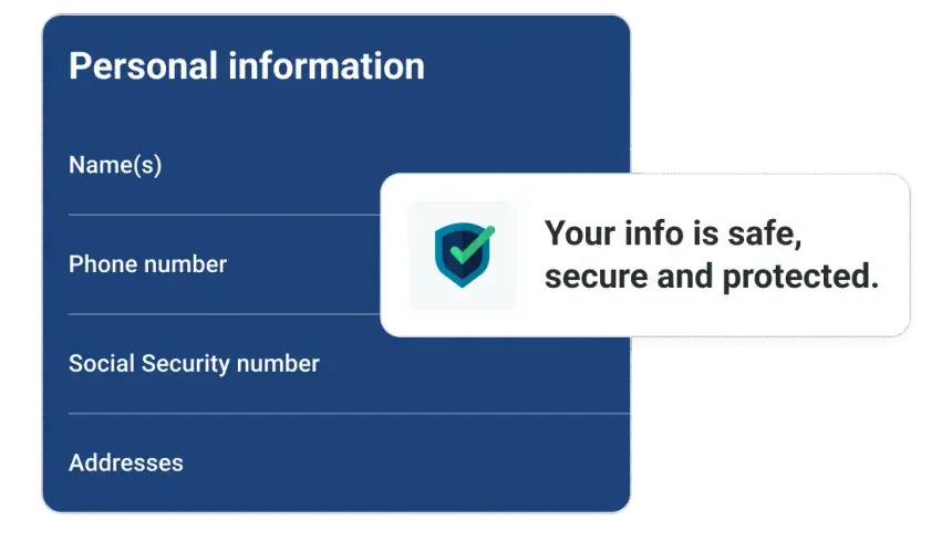 Personal info secure protected.