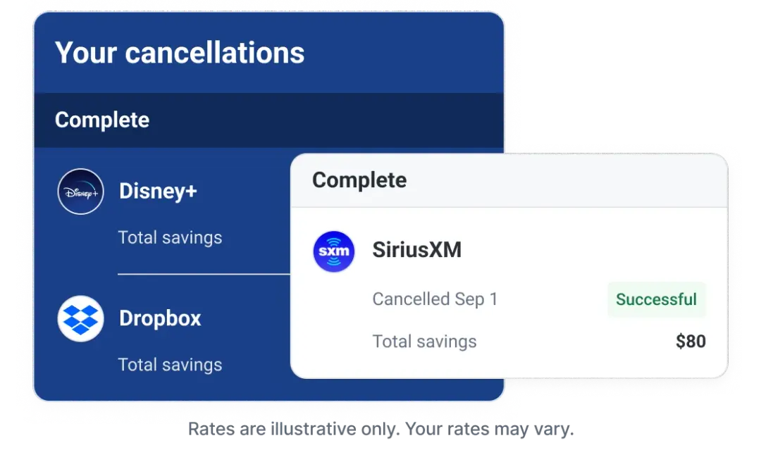 Graphic subscription cancellations with savings.