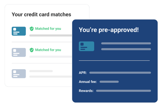 Graphic screen credit cards matches and preapproved.