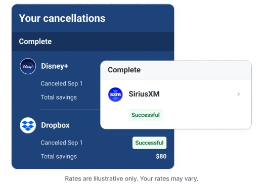 Graphic screen subscription cancellations.