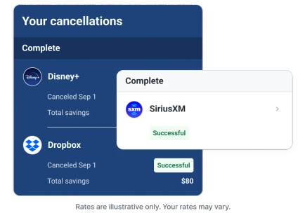 Graphic screen subscription cancellations.